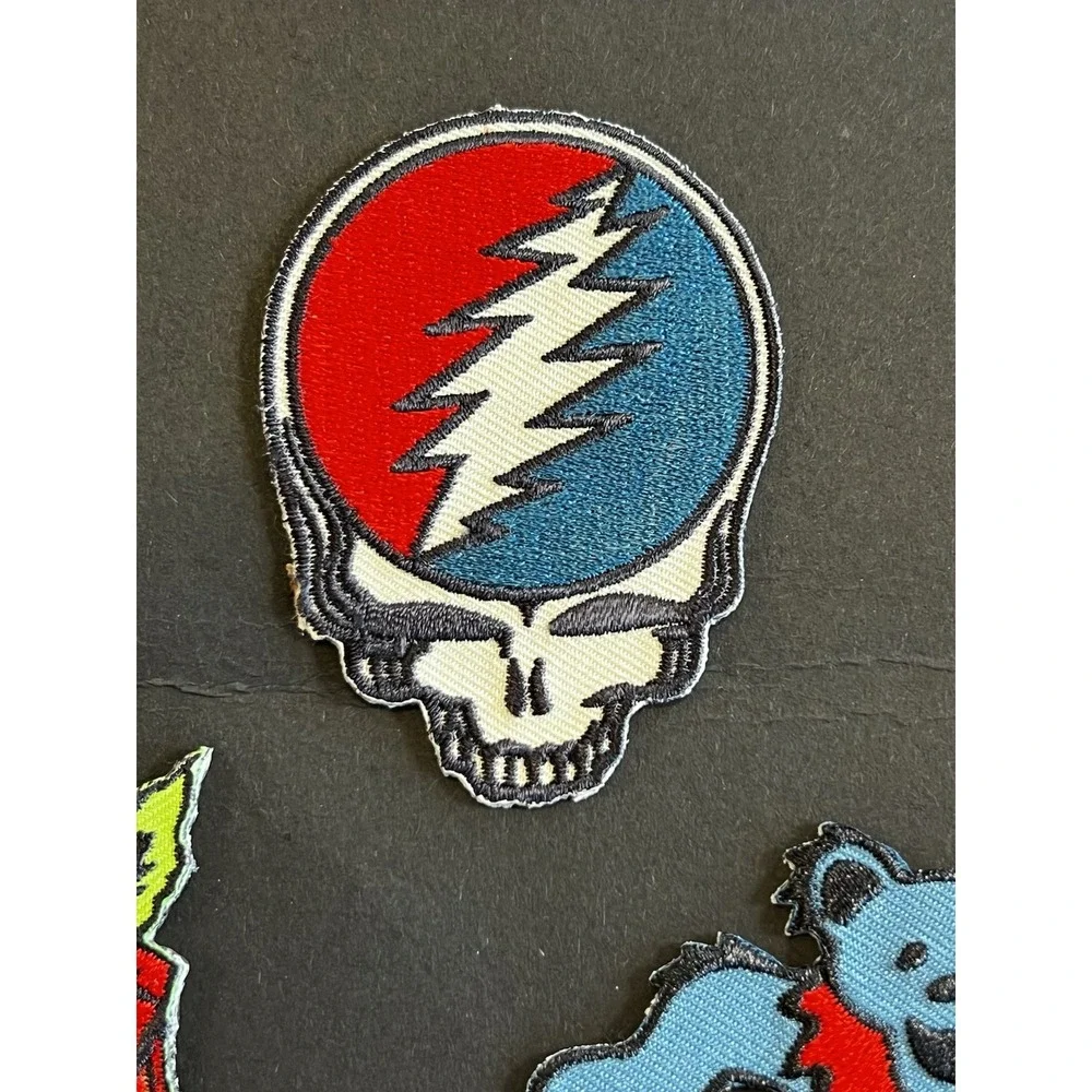 Grateful Dead Patch Blue‎ Dancing Bear Steal Your Face Rose Iron Embroider NEW